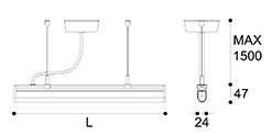 LED suspension linear lamp aluminium lighting fixture direct light indoor chandelier lamp for office and commercial use LED-001A